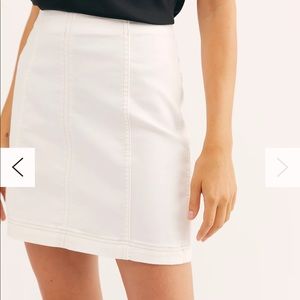 White free people denim skirt